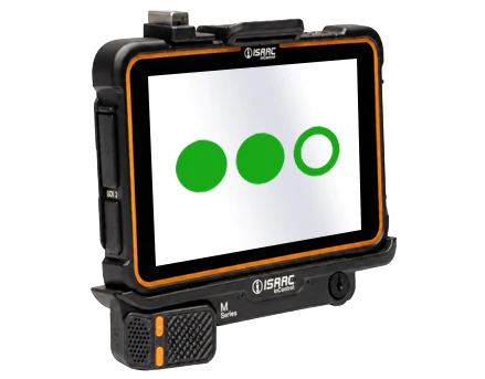 ISAAC in-cab tablet displaying the ISAAC Fuel Coach driver score